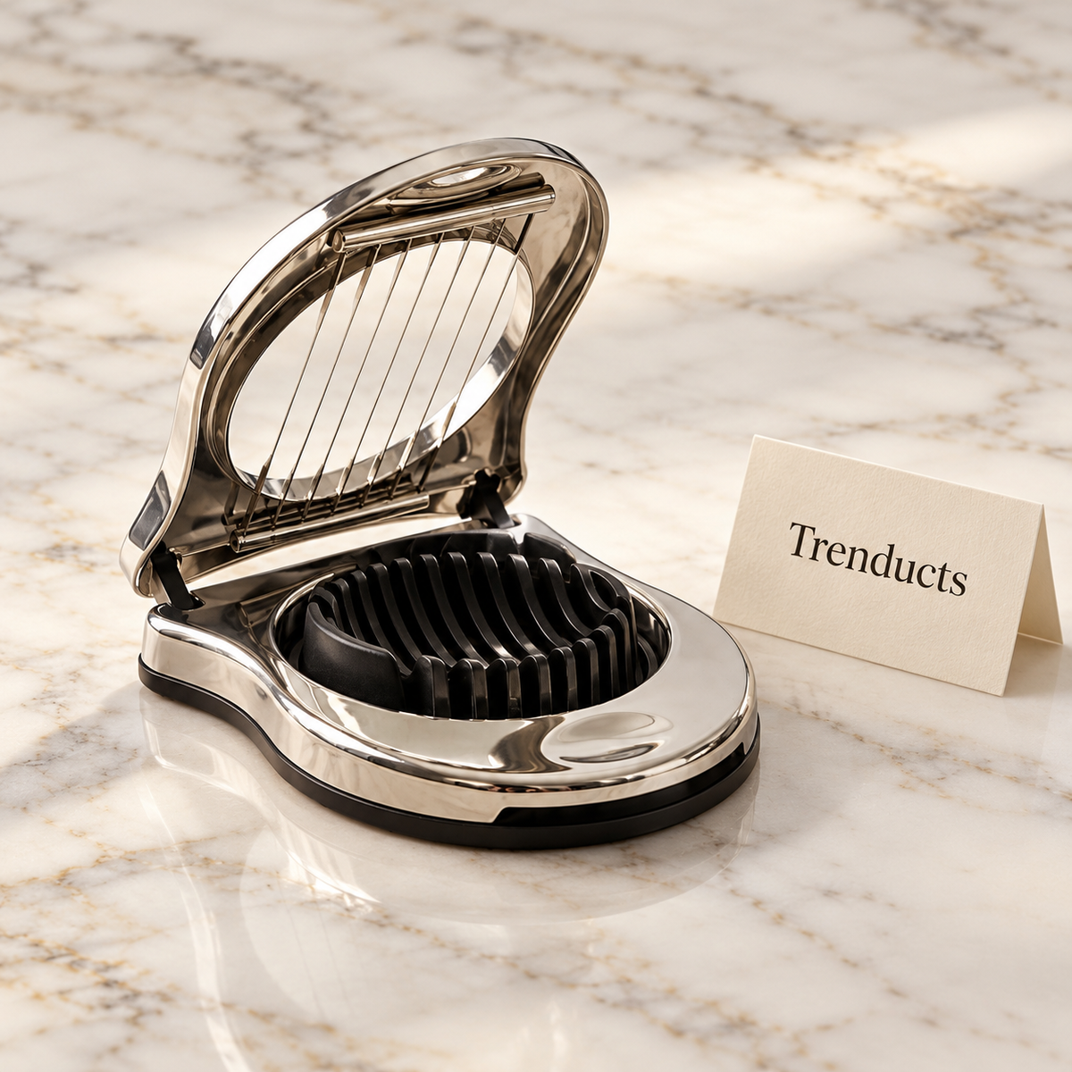 Premium Metal Egg Cutter and Slicer with Chrome Finish
