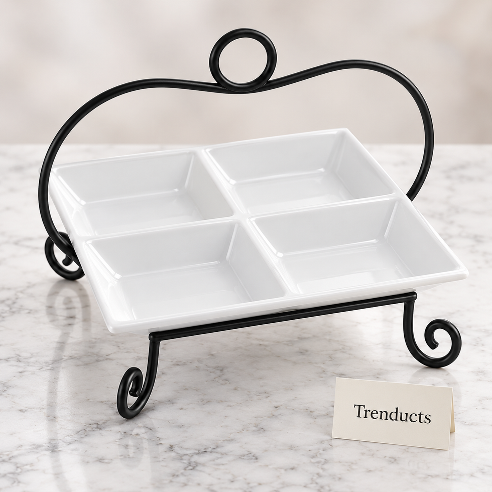 Symphony Square Divided Plate with Stand - 4 Section