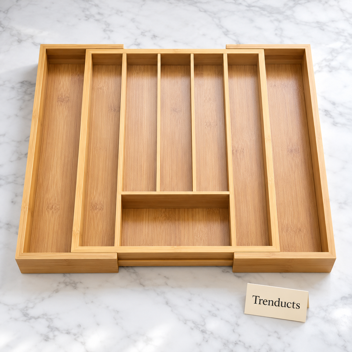 Bamboo Cutlery Organizer - Expandable Drawer Tray