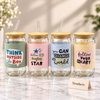 Quote Glass Mug with Bamboo Lid & Straw - Random Design