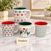 Large Ceramic Mug 500 ml - Red and Green Pattern (Random)