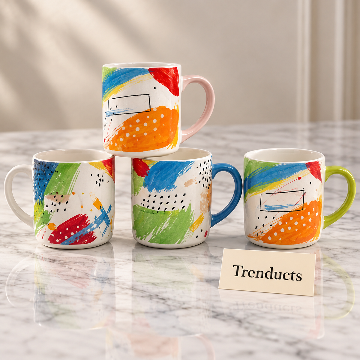 Abstract Art Mug 350 ml - Colourful Brushstrokes (Random)