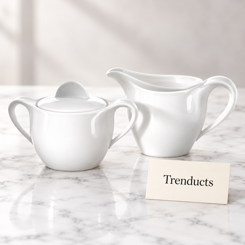 Symphony Sugar Creamer Set - White Sugar Pot & Jug