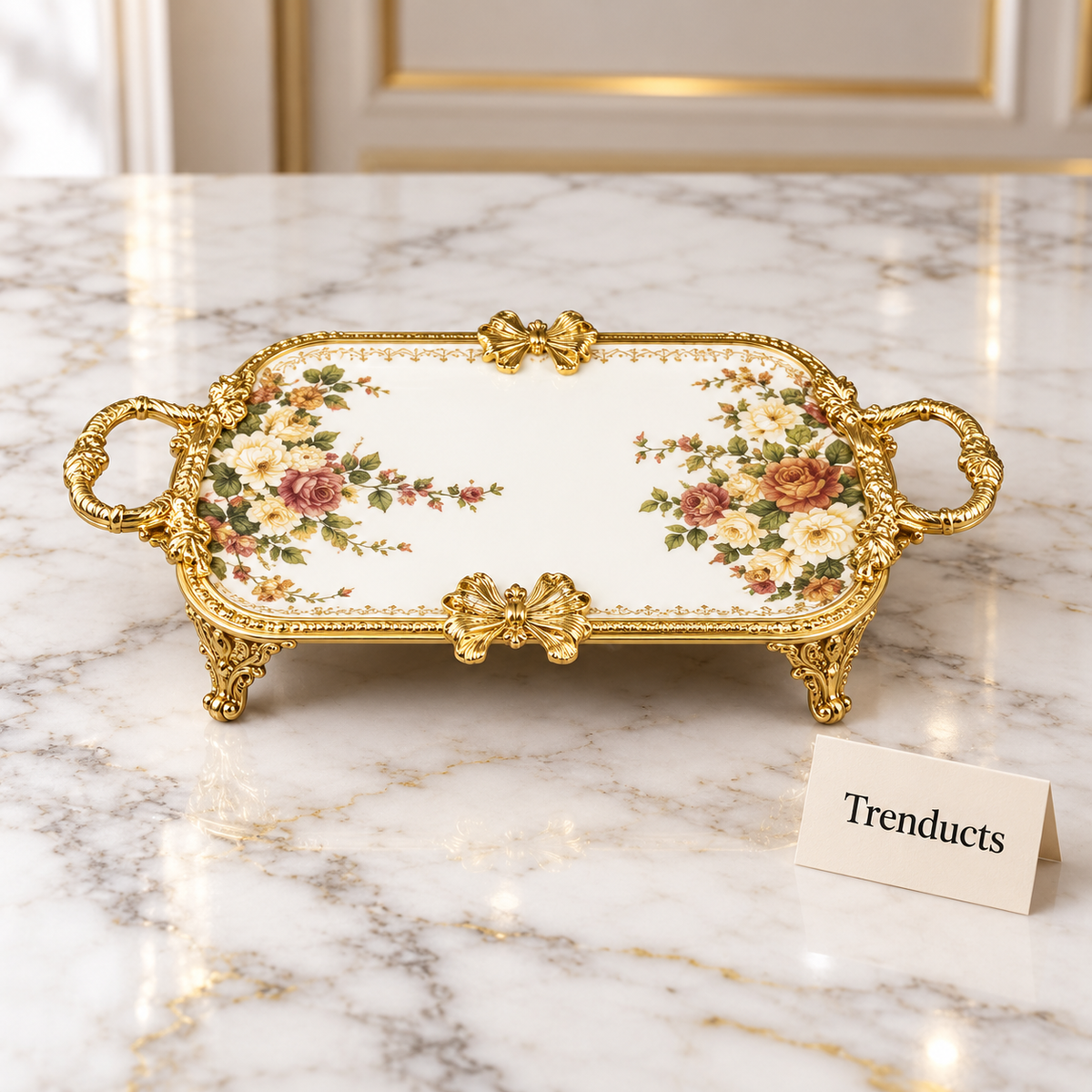 Brilliant Rectangular Flat Tray - Royal Bloom Floral