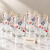 Danny Home Floral Tumbler Set - 4 Pcs 390ml Gold Rim