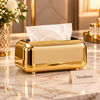 Premium Glossy Gold Tissue Box with Rounded Corners