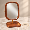 Dressing Table Mirror - Walnut Wood Frame & Gold Stand
