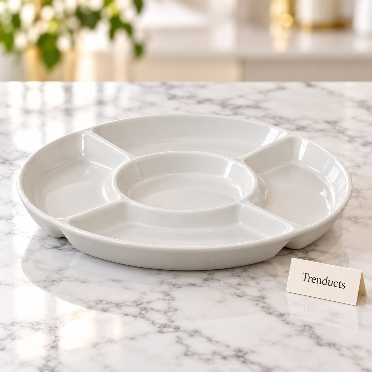 Brilliant Round Partition Platter - 9.75 Inch Snack Dish