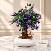 Artificial Purple Leaf Plant with Green Leaves in White Pebble Pot