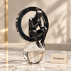 Crystal Thinking Man - Black Statue on Crystal Ball