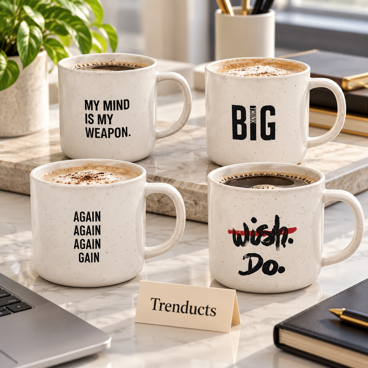 Danny Home Porcelain Quote Mug 350ml - Speckled White (each)