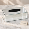 Glass Tissue Box Cover - Clear with White Trim