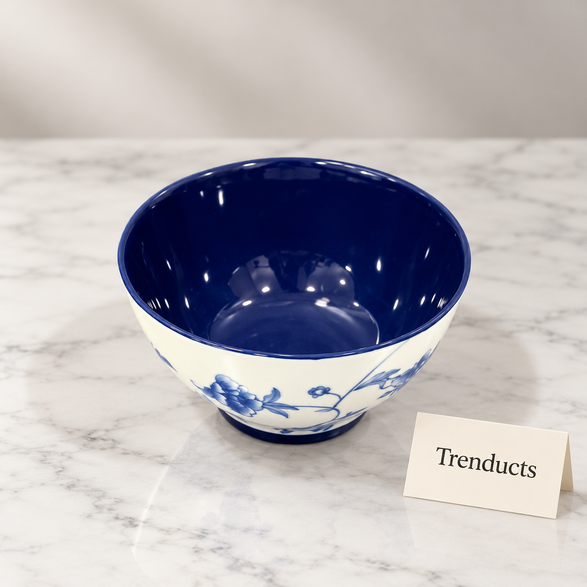 Brilliant Round Serving Bowl - Blue Peony Navy Inside