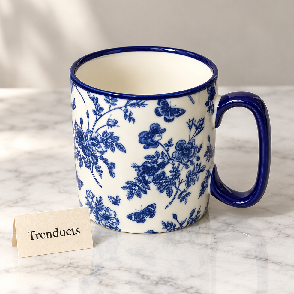 Danny Home Blue Bird Floral Mug 450ml - Porcelain