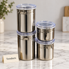 Stainless Steel Canister Set - 4 Pcs, Clear Lids