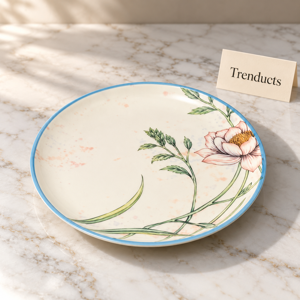 Brilliant Side Plate 8.5 Inch - Pink Magnolia Blue Rim