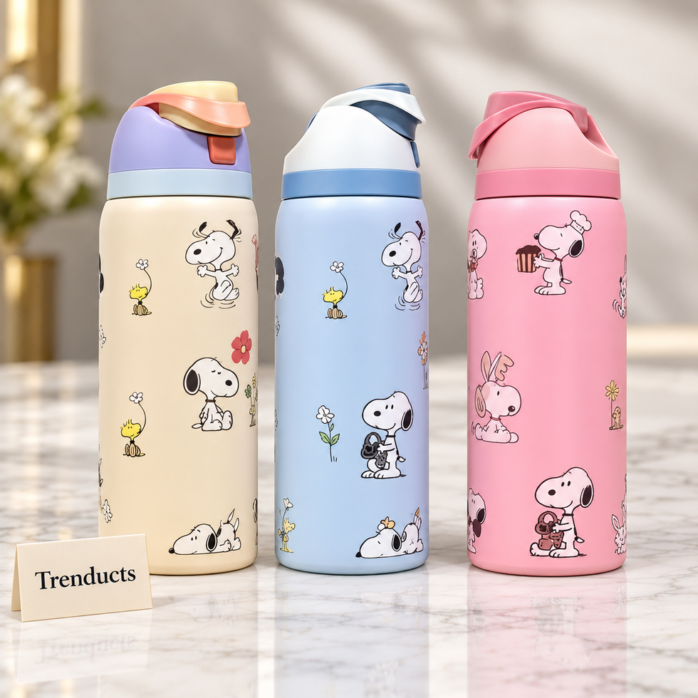 Premium Insulated Water Bottle - 945 ml Steel Pastel Dog Print
