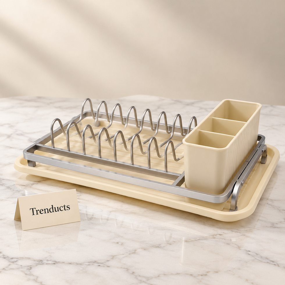 Countertop Plate Rack - Silver with Cutlery Holder