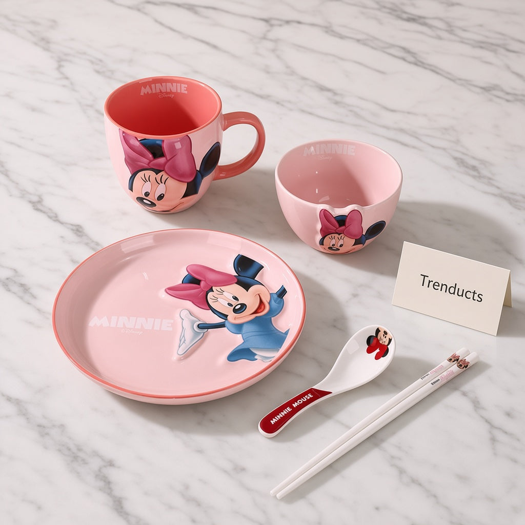 Disney Minnie Mouse Tableware Set - Ceramic Dinner Set 5 Pcs