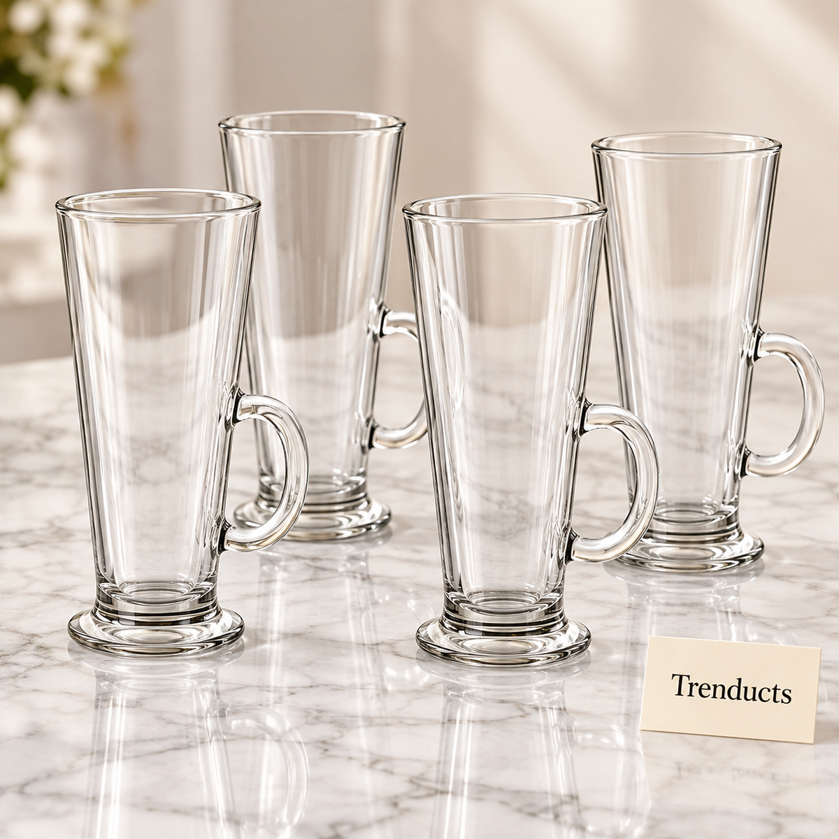Danny Home Latte Glass Mug Set - 4 Pcs 290ml