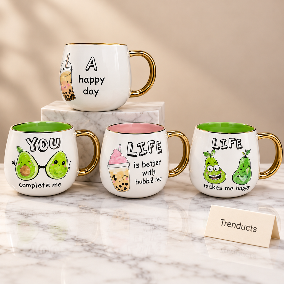 Cute Cartoon Mug 540 ml - Gold Handle (Random)