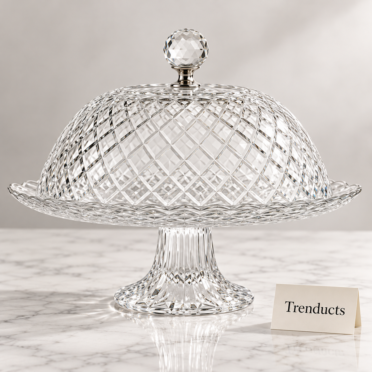 Danny Home Cake Stand with Dome - Diamond Cut Glass