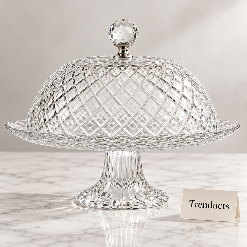 Danny Home Cake Stand with Dome - Diamond Cut Glass