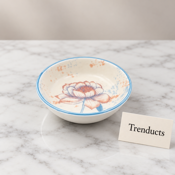 Sauce Dish in pink magnolia design on a light studio surface | Trenducts