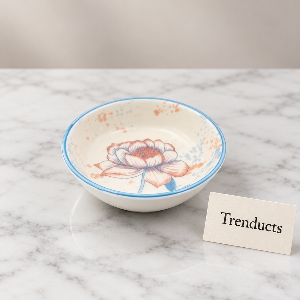 Brilliant 4 Inch Sauce Dish - Pink Magnolia Blue Rim