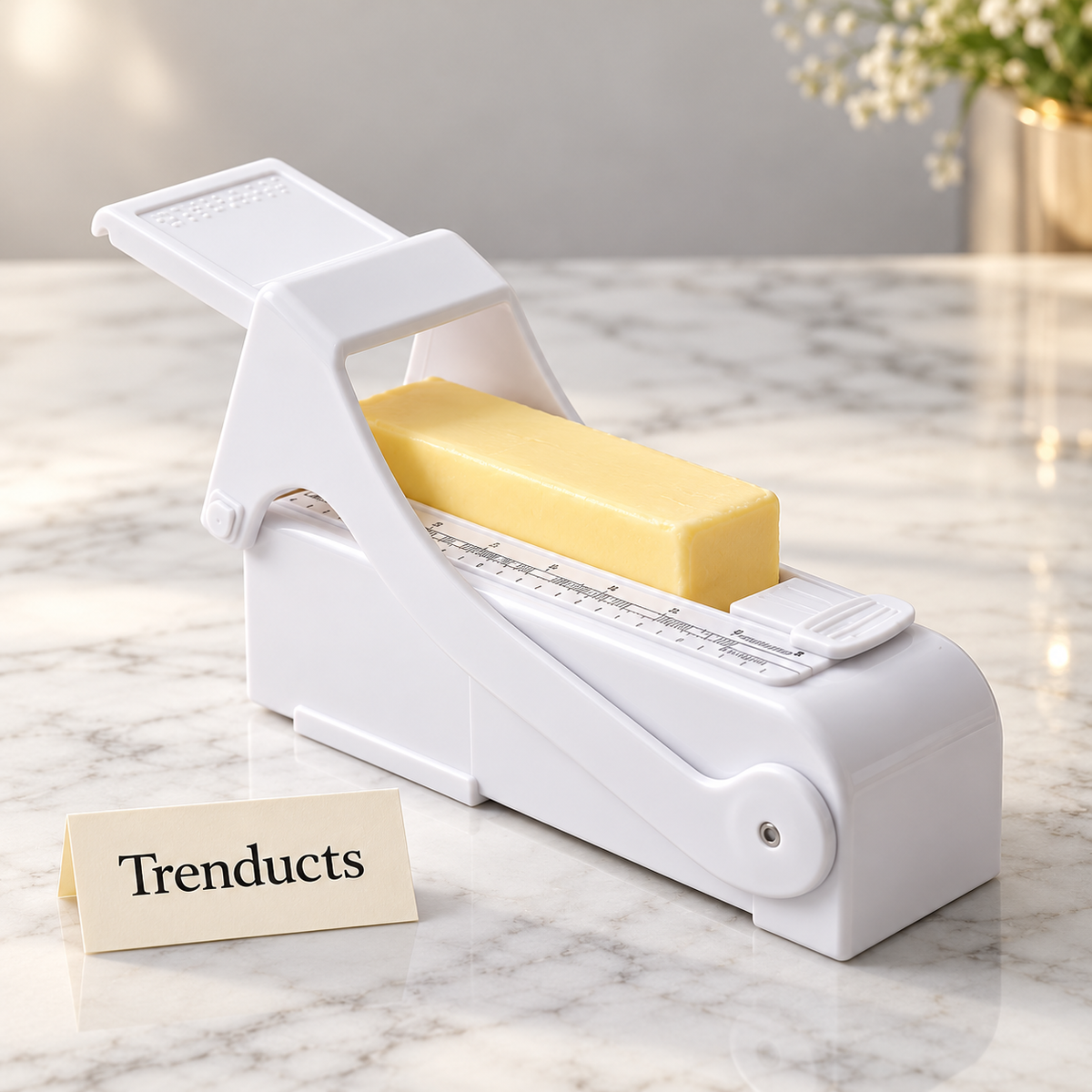 Adjustable Butter Slicer - White Butter Cutter & Dispenser