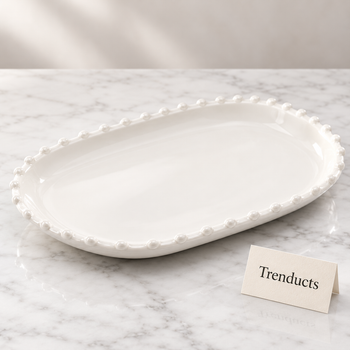 Symphony Pearl Platter 22 cm with beaded rim on marble | Trenducts