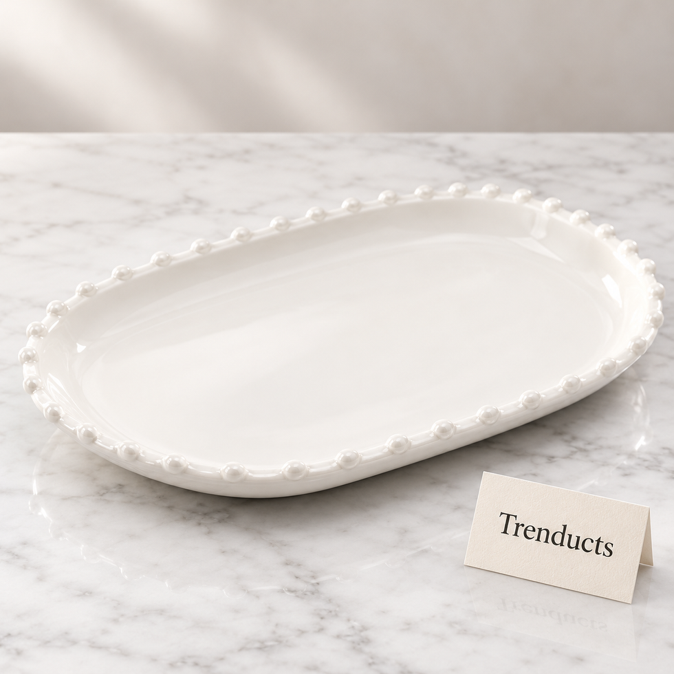 Symphony Pearl Platter 22 cm - White Beaded Rim Plate