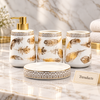 Brilliant 4-Piece Porcelain Bathroom Set - Gold Leaf