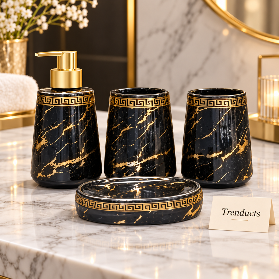 Brilliant 4-Piece Porcelain Bathroom Set - Marble