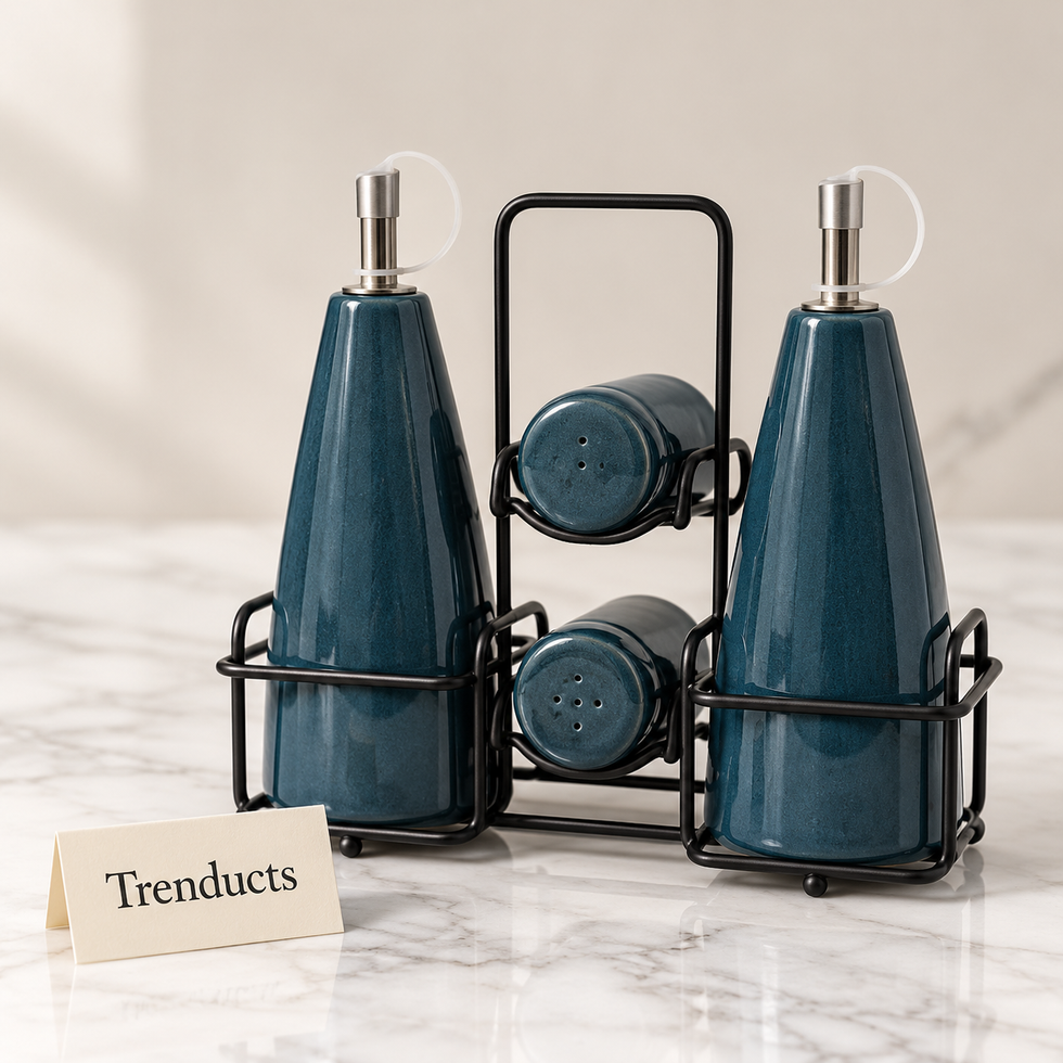 Danny Home Ceramic Castor Set 5 Pcs - Teal Blue