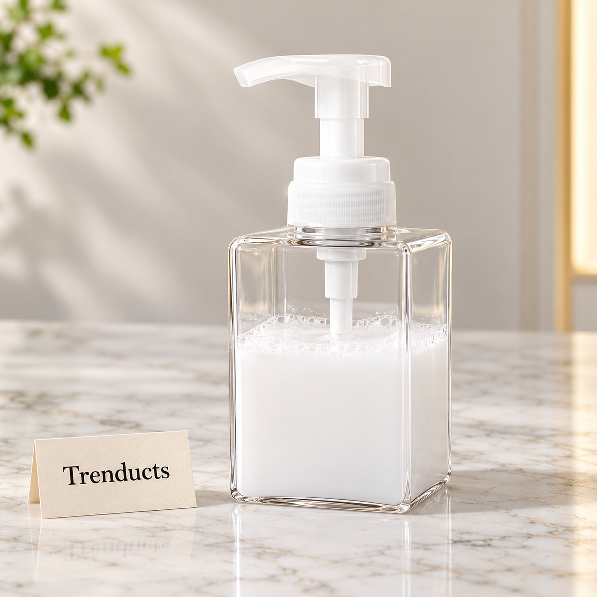 Foaming Soap Dispenser - 490ml Clear Square Bottle