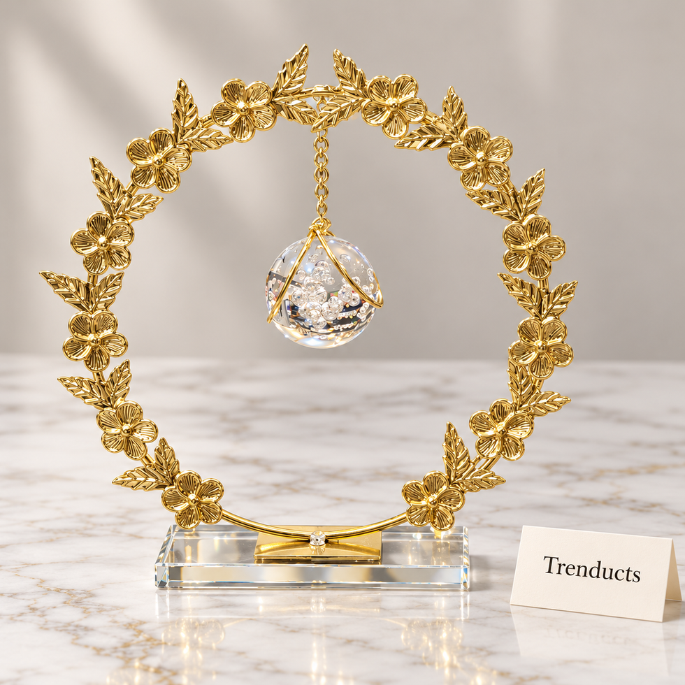 Gold Circular Ring Table Accent - Floral Wreath, Orb