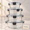 4 Pcs Acrylic Plastic Fresh Box Set - Round Locking Lids
