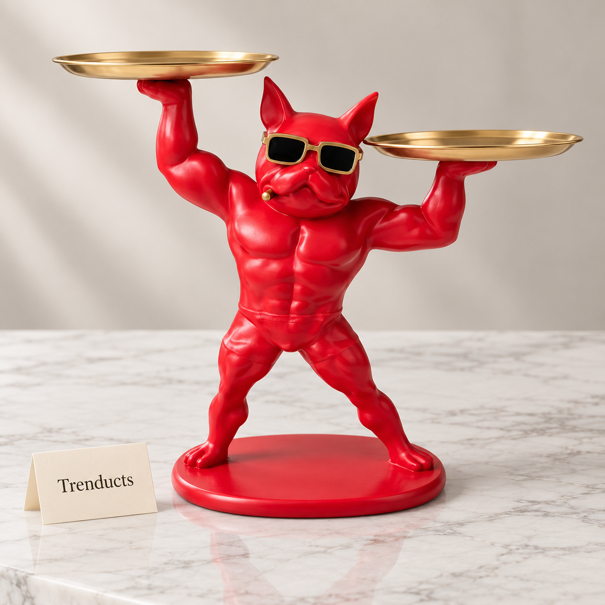 Stylish Red Bulldog Butler - Double Tray Holder