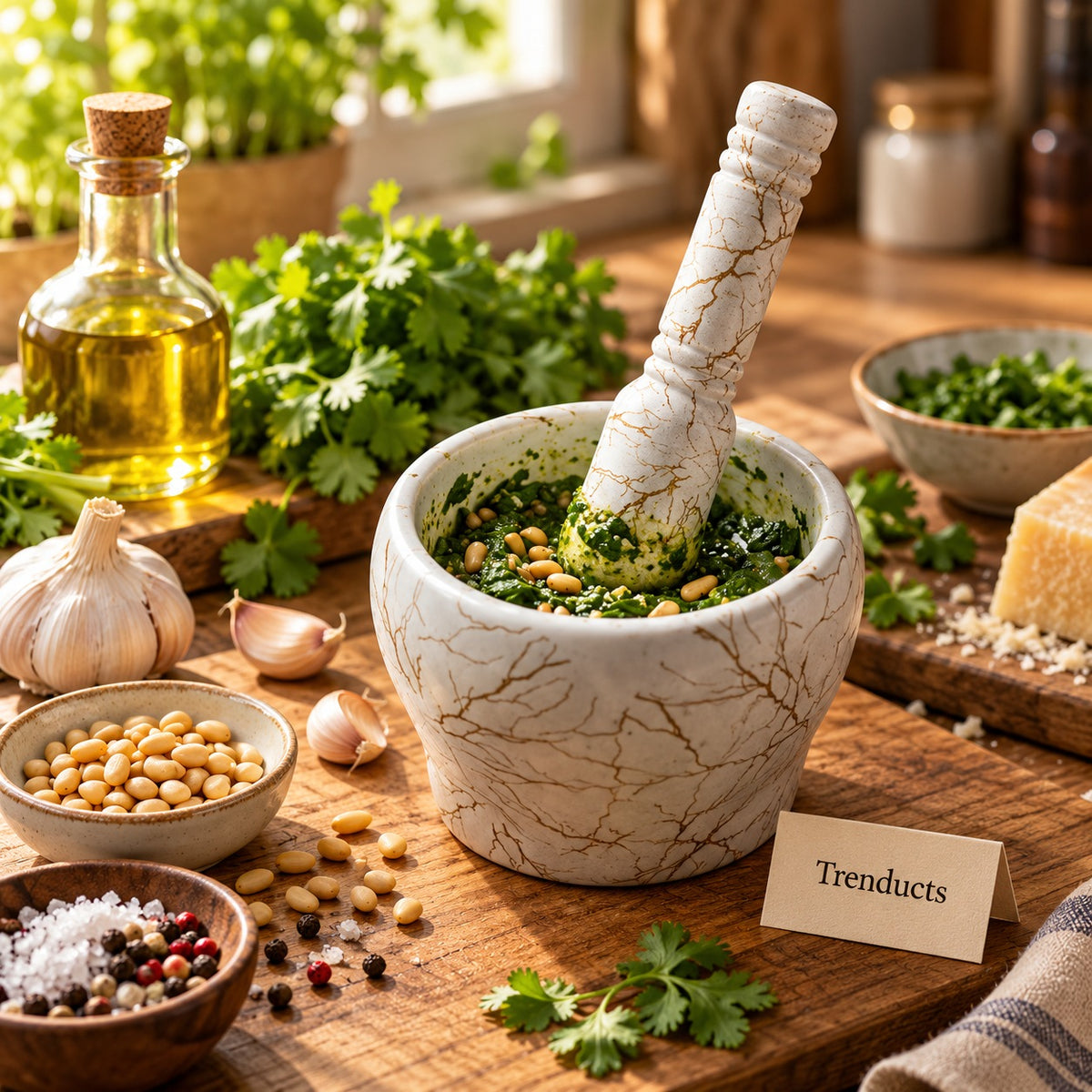 Fiber Mortar and Pestle Set - Stone Look Grey