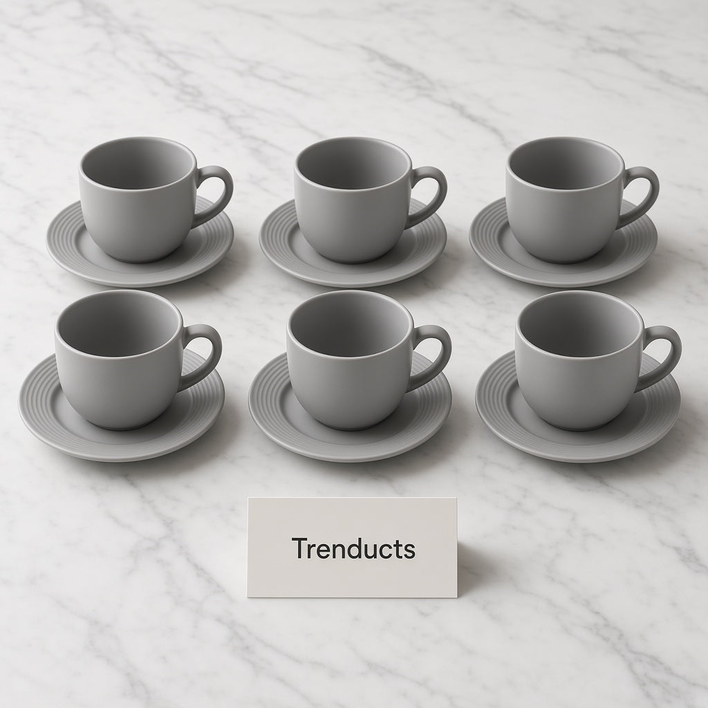 Danny Home Ceramic Cup and Saucer Set - 6 Pcs, 220ml