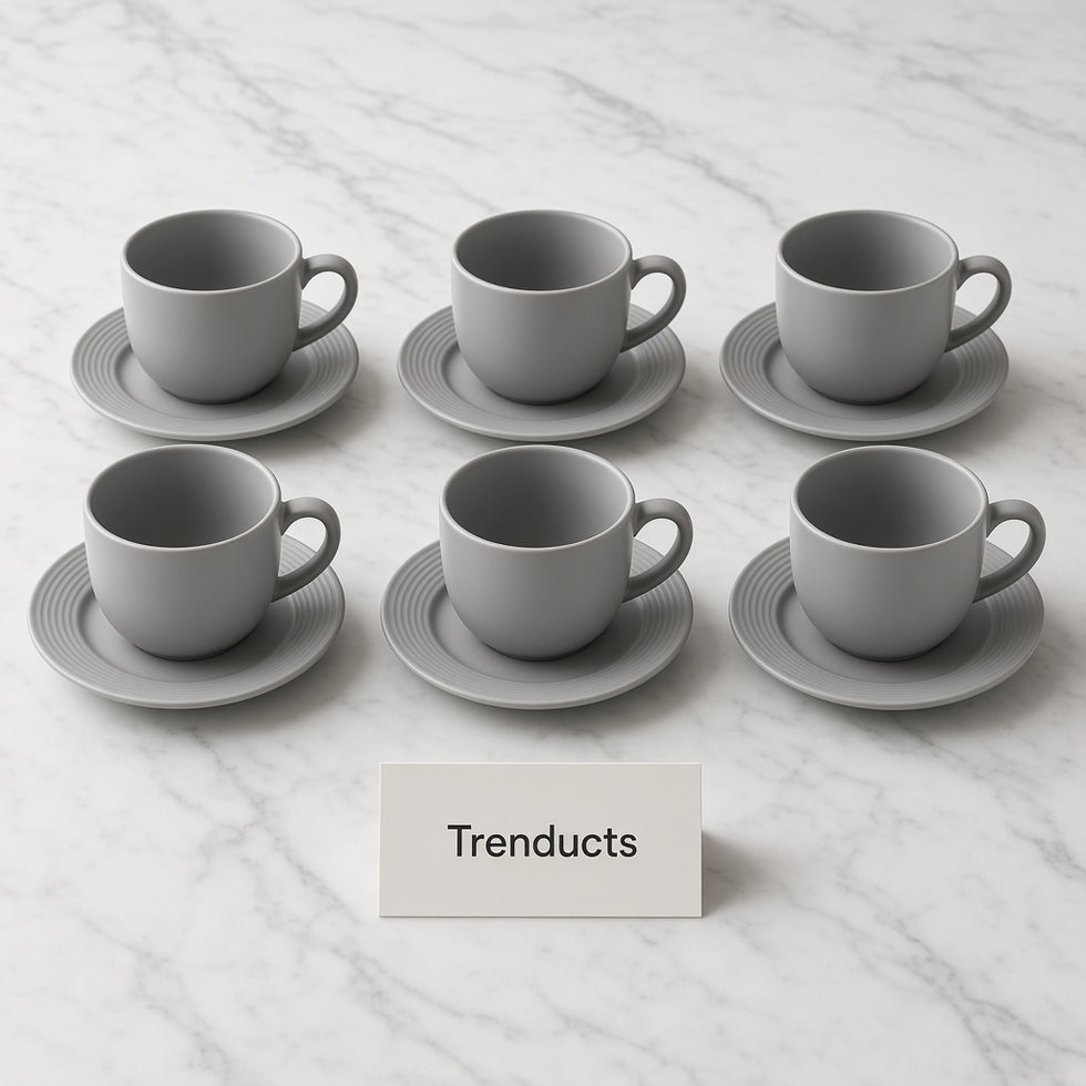 Danny Home Ceramic Cup and Saucer Set - 6 Pcs, 220ml