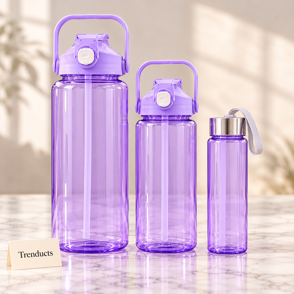 Water Bottle Set - 3 Piece Plastic 2000, 900 & 300 ml