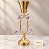 Luxury Gold Pedestal Vase - Crystal Flower Table Accent
