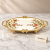 Brilliant Oblong Deep Tray - Pink Floral Gold Frame