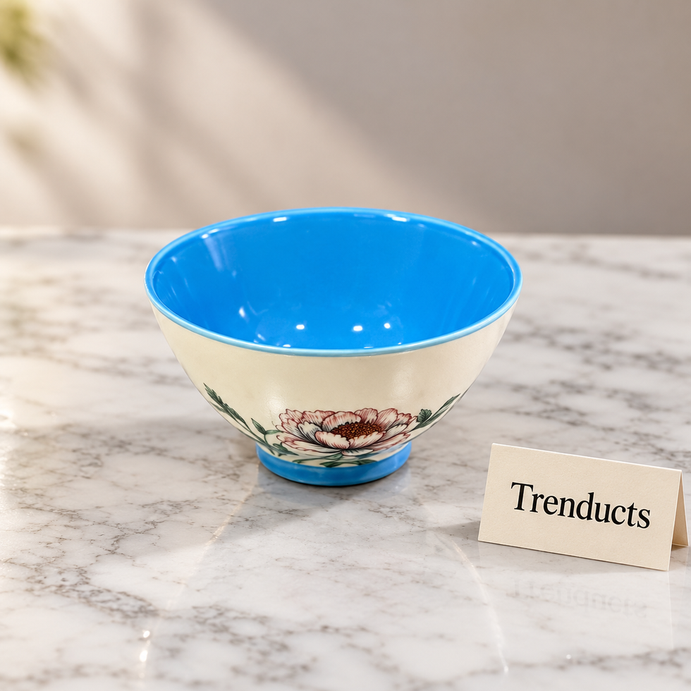Brilliant Round Bowl 5 Inch - Pink Magnolia Sky Blue
