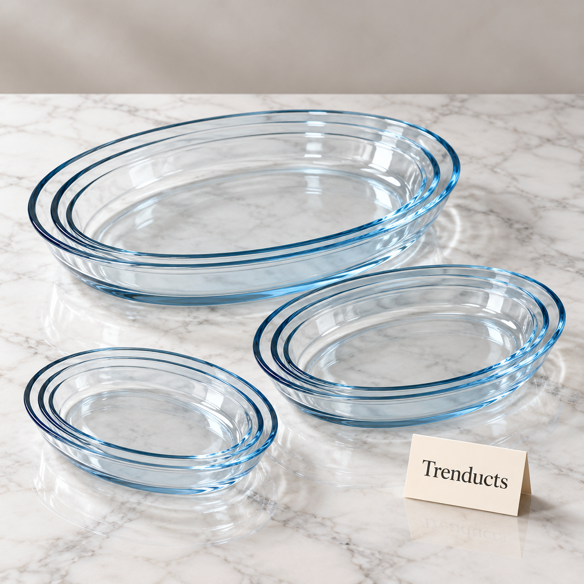 Danny Home Oval Glass Baking Dish Set - 3 Pcs