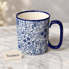 Danny Home Blue Floral Mug 450ml - Navy Leaf Print