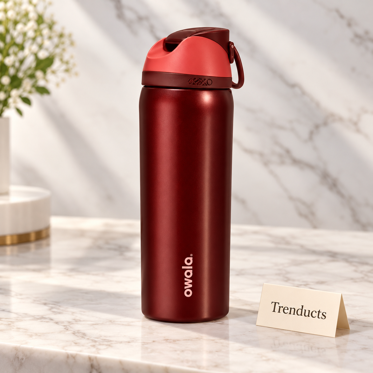 Owala Slim Steel Water Bottle with Carabiner - Red