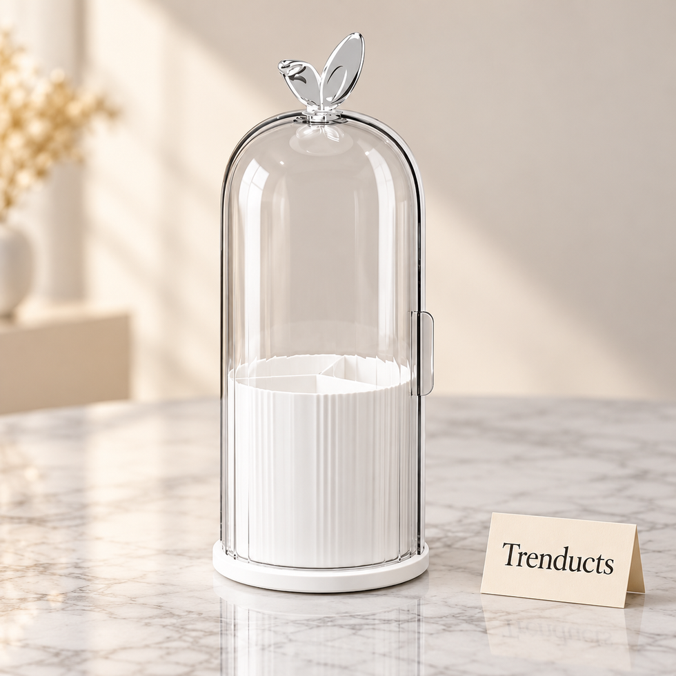 Plastic Makeup Brush Holder with Dust Cover - Rotating